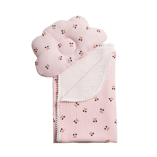 Plaid and Pillow Orthopedic Twins Muslyn Musmellou 110x80 1411-TMPO-08, Pink, Pink
