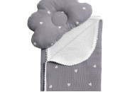 Плед и подушка ортопедическая Twins муслин маршмеллоу 110х80 1411-TMPO-10, grey, серый