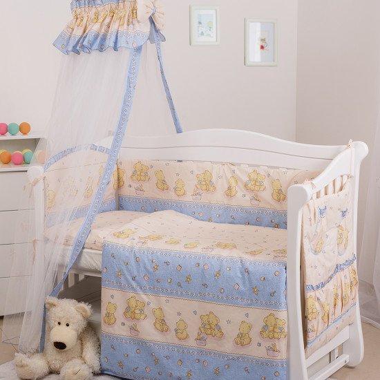 Бампер Twins Comfort 2051-C-015, Пушистые мишки голубые, голубой