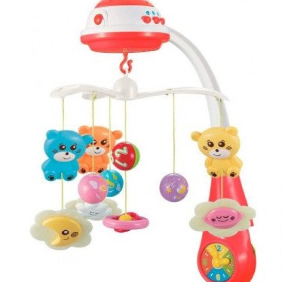 Мобіль Baby Mix пластиковий з проектором FS-35604 Ведмедики червоний