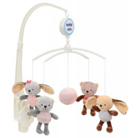 Мобиль Baby Mix плюшевый механический TK-467M Котики и кролики 