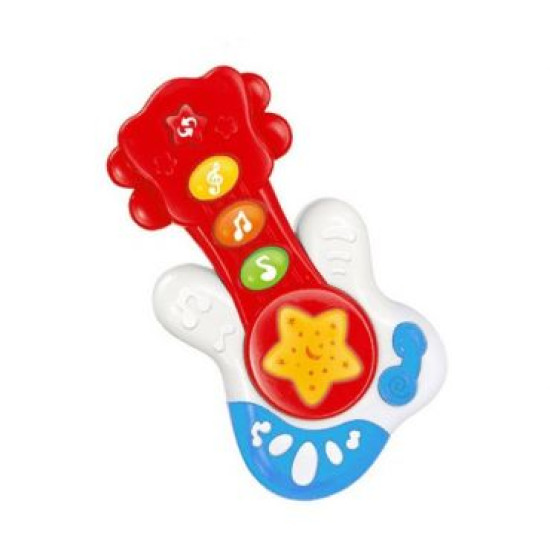 Пластиковая музыкальная Гитара Baby Mix PL-419750 красного цвета