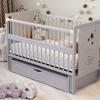 Дитяче ліжко Дубок Ведмедик з шухлядою сірий