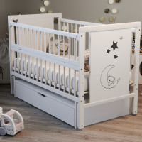 Baby crib Dubok Bear with a drawer white