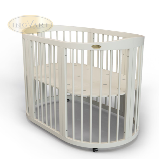 Кроватка-трансформер от 0 до 6 лет IngVart Baggybed Round Moon 9 в 1 с ламелями ФР-00002242 white, белый, белый