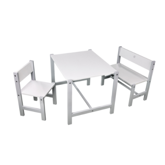 Комплект Twins Bo-Bo (стол, 2 стула) 9810-TB-01-10, бело / серый, белый / серый