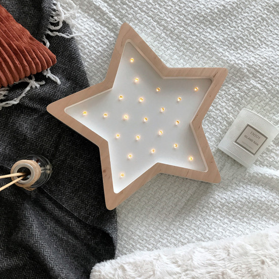 Ночник Sabo Звездочка N01wh2, дерево и белый, белый / беж