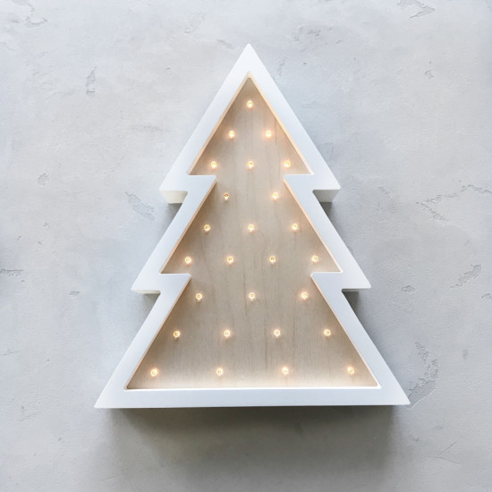 Ночник Sabo Елка N11wh2, дерево & белый, белый / беж