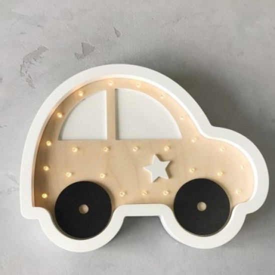 Ночник Sabo Машинка N06mt2, дерево & горчичный, желтый