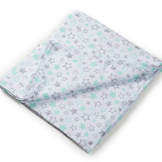 Пеленка Twins муслиновый 150х130 Звездочка mint 1610-PM-150, Звездочка мятное, белый