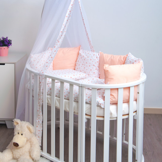Постельный комплект 8 эл Twins Dolce Сердечки 4064-D-401, pink, белый / розовый