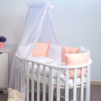 Постельный комплект 8 эл Twins Dolce Сердечки 4064-D-401, pink, белый / розовый