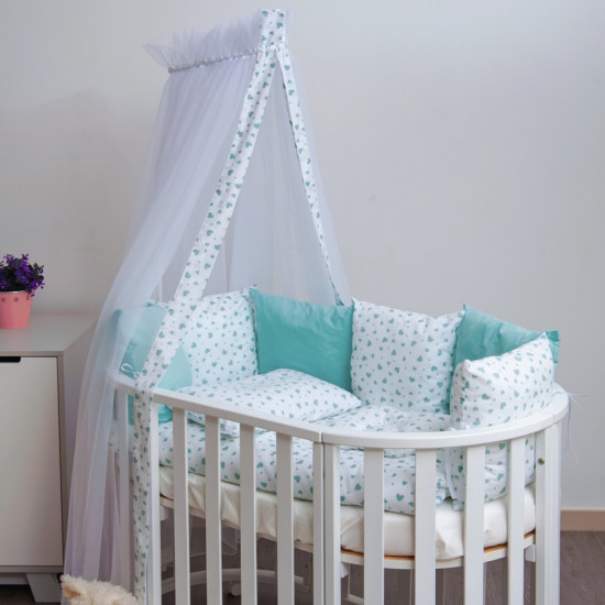 Постельный комплект 8 эл Twins Dolce Сердечки 4064-D-402, mint, мятный