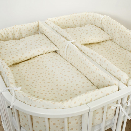 Постельный комплект для двойни 14 ел Twins 4000-T-403-02, Сердечки бежевые, бежевый