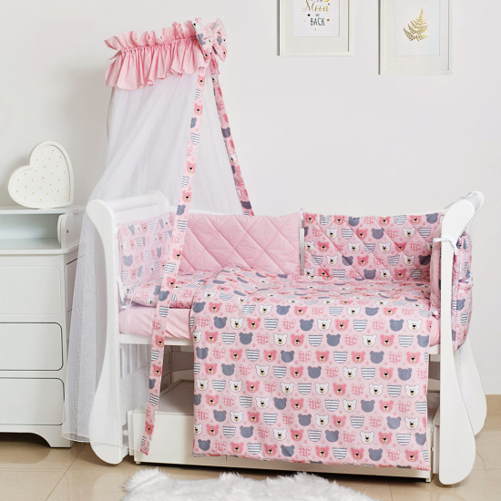 Постельный комплект 8 эл Twins Premium Glamour 4029-TG-08B, bear pink, розовый