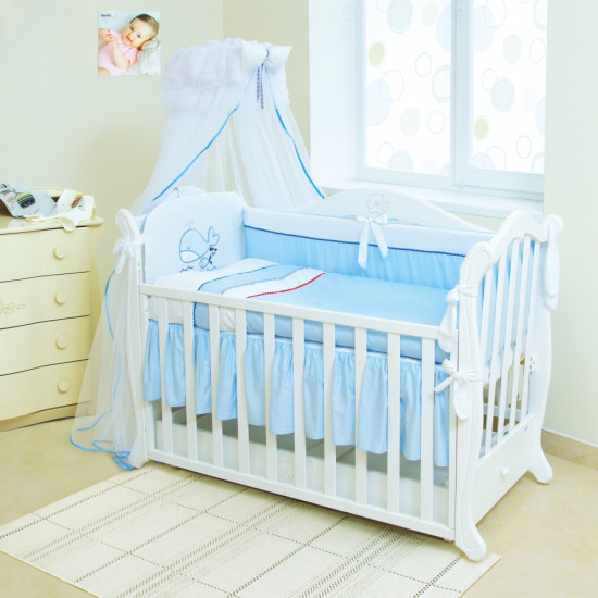 Постельный комплект 7 эл Twins Evo Рыба Кит 4073-A-022, blue, голубой