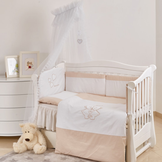 Постельный комплект 7 эл Twins Evo iLove 4073-A-038, beige, белый / беж