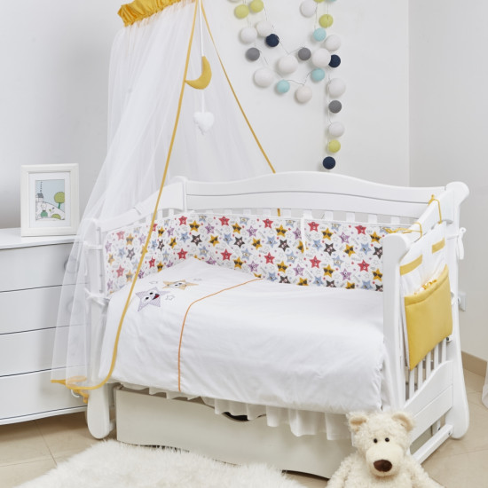 Постельный комплект 8 эл Twins 3D Funny Stars (бампер мембрана) 4079-S-003, yellow, желтый