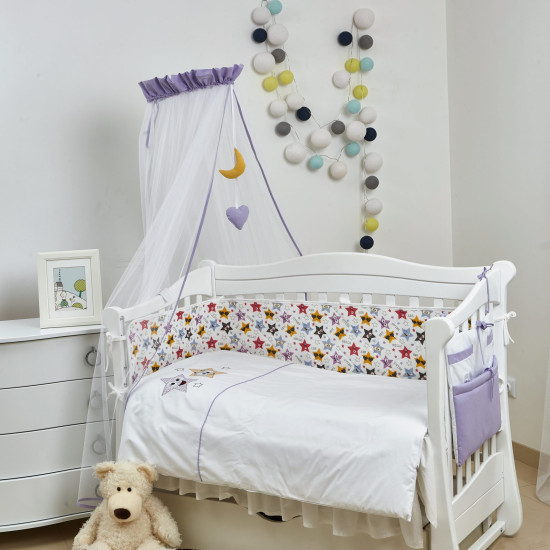 Постельный комплект 8 эл Twins 3D Funny Stars (бампер мембрана) 4079-S-004, violet, фиолетовый
