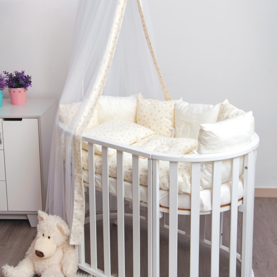 Постельный комплект 8 эл Twins Dolce Сердечки 4064-D-403, ecru, бежевый