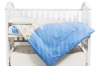 Постільний комплект 4 ел Twins Comfort New бампер подушки 4052-C-120, Горошки голубі, голубий