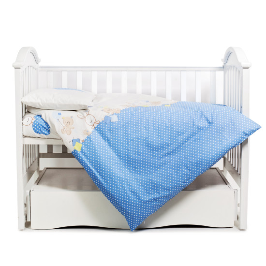 Постельный комплект 4 эл Twins Comfort New бампер подушки 4052-C-120, Горошки голубые, голубой