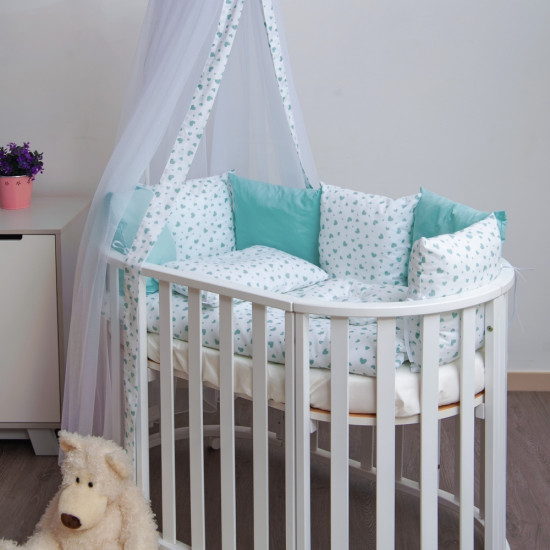 Постельный комплект 8 эл Twins Dolce Сердечки 4064-D-402, mint, мятный