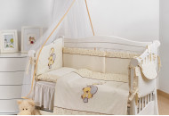 Постельный комплект 7 эл Twins Romantic Teddy Love 4024-R-006, white / beige, белый / беж