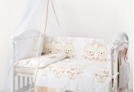 Постельный комплект 8 эл Twins Dolce Друзья зайчики 4060-D-001, beige, бежевый