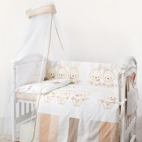 Постельный комплект 8 эл Twins Dolce Друзья зайчики 4060-D-001, beige, бежевый