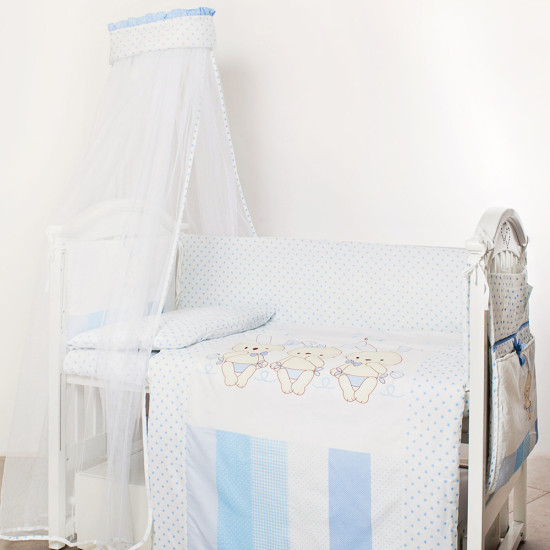 Постельный комплект 8 эл Twins Dolce Друзья зайчики 4060-D-003, blue, голубой