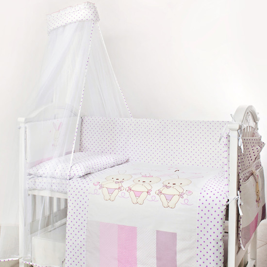 Постельный комплект 8 эл Twins Dolce Друзья зайчики 4060-D-002, pink, розовый