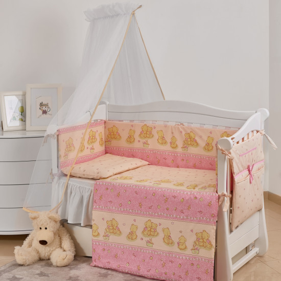 Бампер Twins Comfort 2051-C-013, Пушистые мишки розовые, розовый