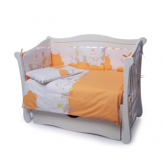 Постельный комплект 4 эл Twins Comfort New бампер подушки 4052-C-121, Горошки оранжевые, оранжевый