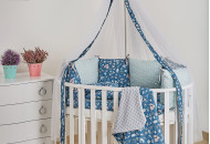 Постельный комплект 8 эл Twins Dolce Лесные жители 4063-D-014, dark blue, синий