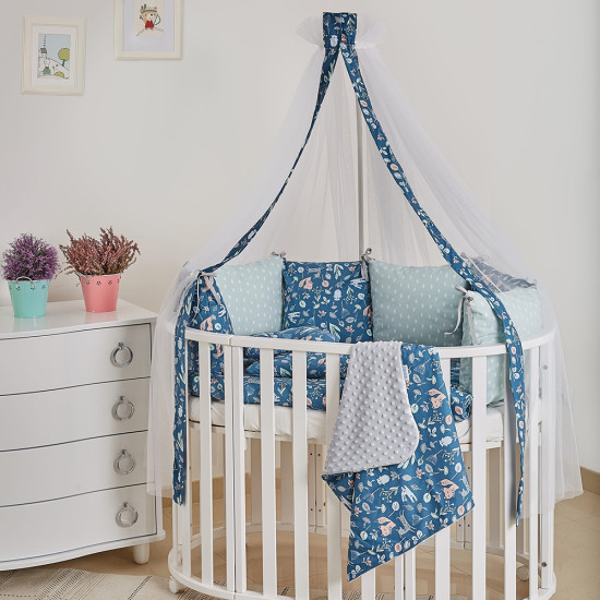 Постельный комплект 8 эл Twins Dolce Лесные жители 4063-D-014, dark blue, синий