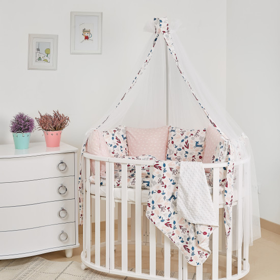 Постельный комплект 8 эл Twins Dolce Лесные жители 4063-D-015, white, белый