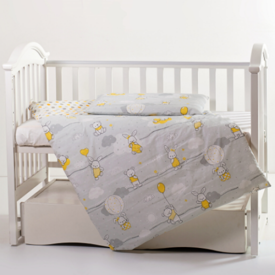 Сменная постель 3 эл Twins Modern 3040-PM-101, Зайчики желтые, серый / желтый