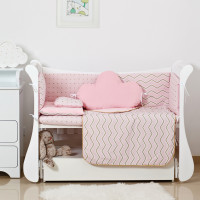 Постельный комплект 6 эл Twins Dolce Insta 4075-D-507, Зигзаг розовый / золото, розовый