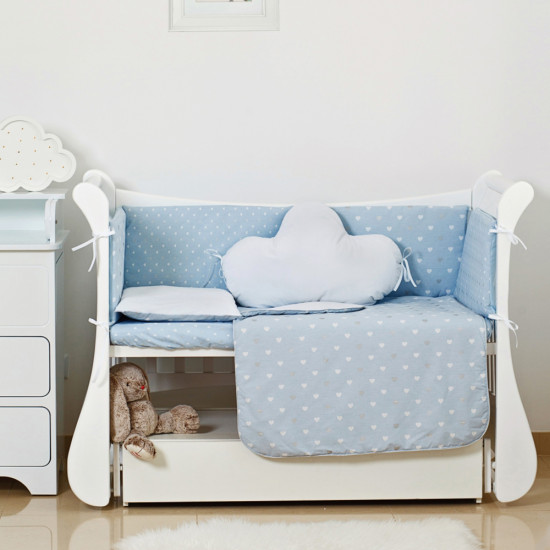 Bed kit 6 EL Twins Dolce Insta 4075-D-510, blue hearts / silver, blue
