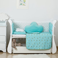 Постельный комплект 6 эл Twins Dolce Insta 4075-D-509, Сердечки мята / золото, мятный