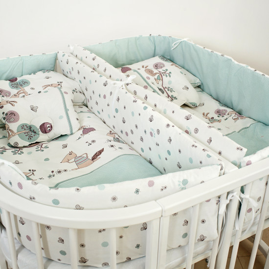 Постельный комплект для двойни 14 ел Twins, Forest mint, м 
