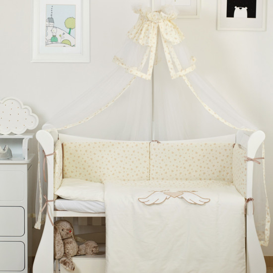Постельный комплект 8 эл Twins Evo Angel Baby 4074-A-044, ecru, бежевый