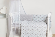 Постельный комплект 8 эл Twins Premium Glamour 4029-TG-10G, Polka Dots / Горохи grey, белый / серый