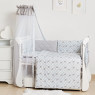Постельный комплект 8 эл Twins Premium Glamour 4029-TG-10G, Polka Dots / Горохи grey, белый / серый
