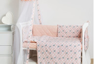 Постельный комплект 8 эл Twins Premium Glamour 4029-TG-08G, Polka Dots / Горохи pink, бежевый / розовый