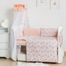 Постельный комплект 8 эл Twins Premium Glamour 4029-TG-08G, Polka Dots / Горохи pink, бежевый / розовый