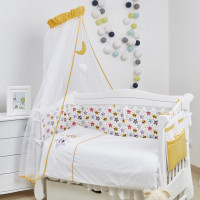 Постельный комплект 8 эл Twins 3D Funny Stars (бампер мембрана) 4079-S-003, yellow, желтый