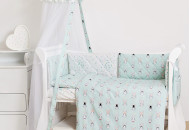 Постельный комплект 8 эл Twins Premium Glamour 4029-TG-14R, Кролики mint, мятный