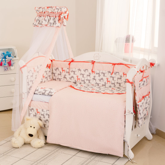Постельный комплект 8 эл Twins Premium Бэмби 4029-P-035, coral, коралловый